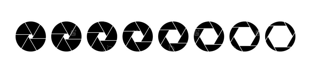 مجموعه آیکون‌های دیافراگم لنز دوربین