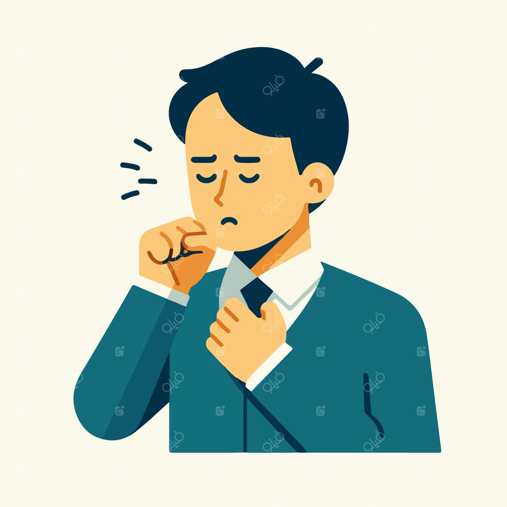 وکتور نوجوان سرفه‌کننده در سبک طراحی تخت