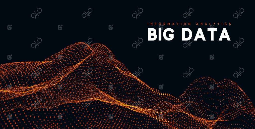 تصویرسازی داده‌های کلان: موج فناوری اطلاعات. پس‌زمینه آینده‌نگر داده‌های دیجیتال. تصویر برداری وکتور