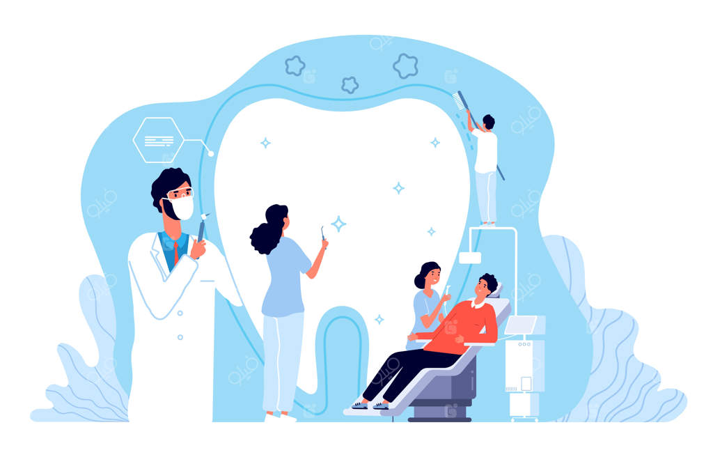 کلینیک دندانپزشکی و ارتودنسی: خدمات پزشکی خصوصی و بهداشت دهان و دندان، مفهوم پزشک و بیمار، کلینیک و بیمارستان دندانپزشکی و ارتودنسی