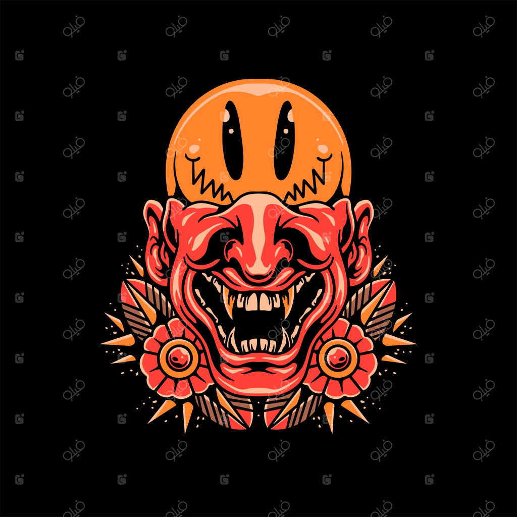 طراحی وکتور خالکوبی لبخند اونی