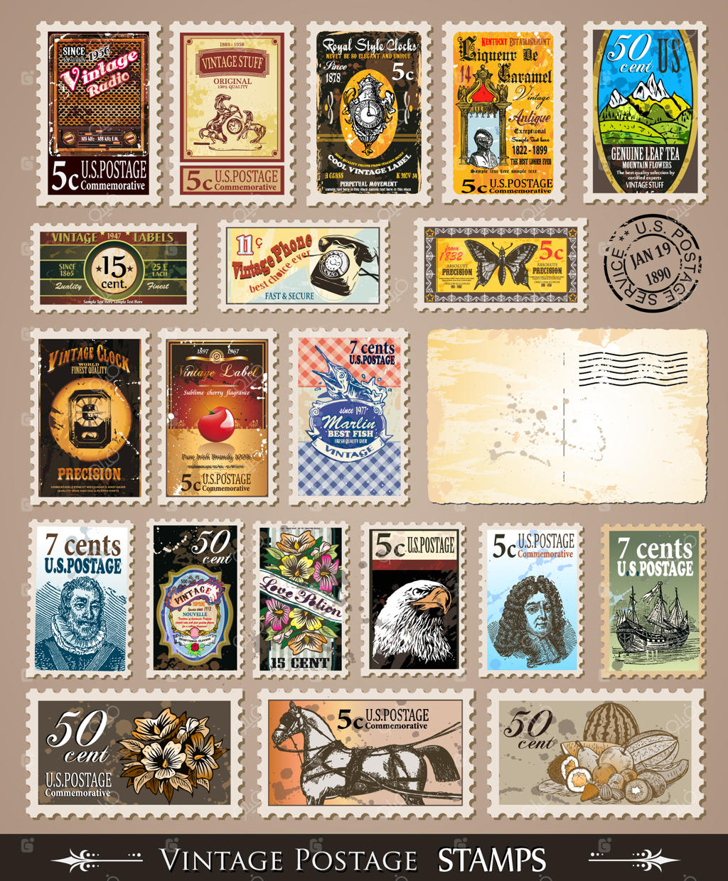 مجموعه تمبرهای پستی قدیمی