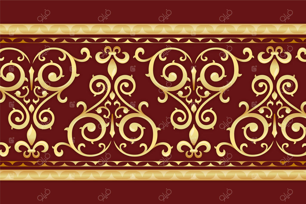 حاشیه طلایی زینتی با پس‌زمینه قرمز