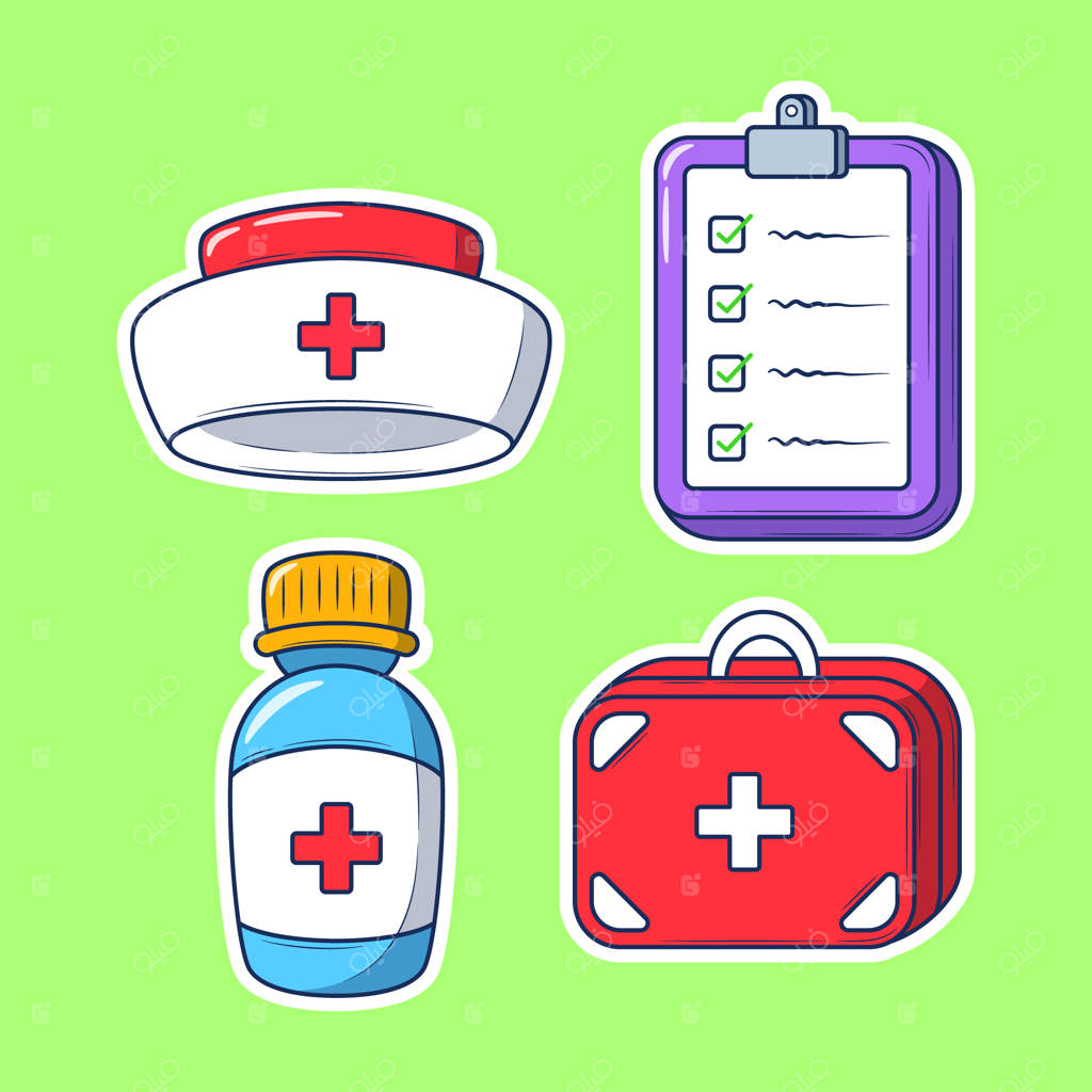 برچسب نقاشی کارتونی مراقبت‌های بهداشتی برای رنگ‌آمیزی