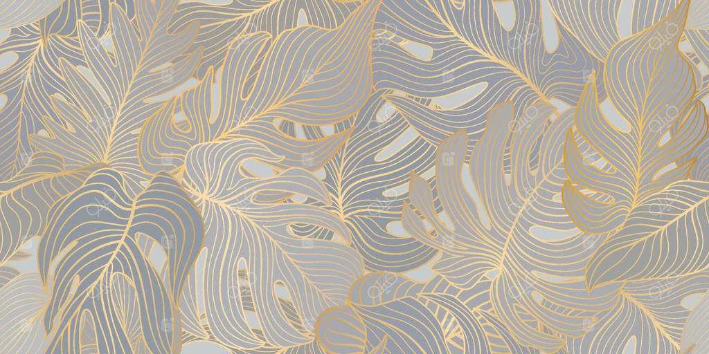 طرح گل‌دار یک‌دست با برگ‌های استوایی