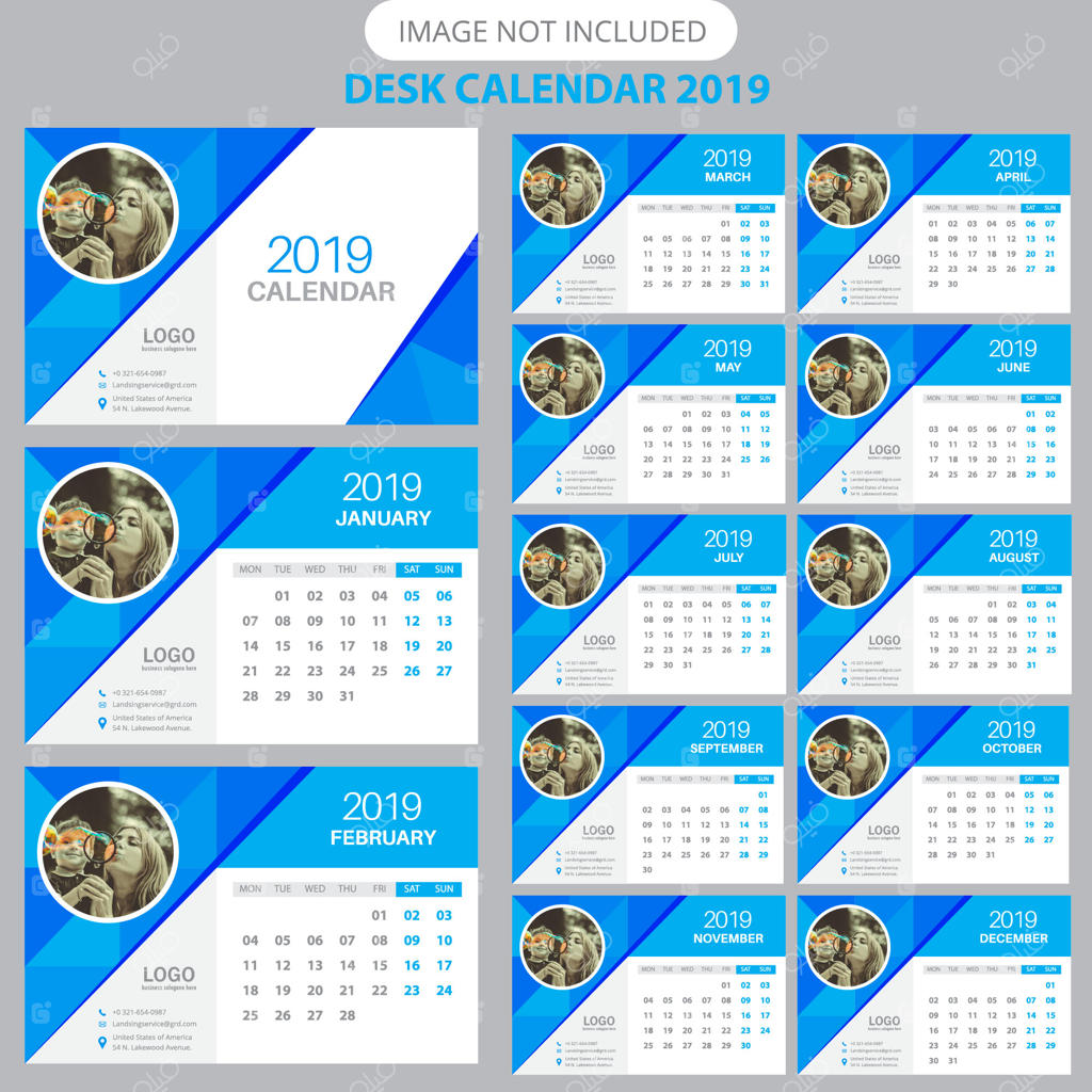 قالب تقویم رومیزی ۲۰۱۹