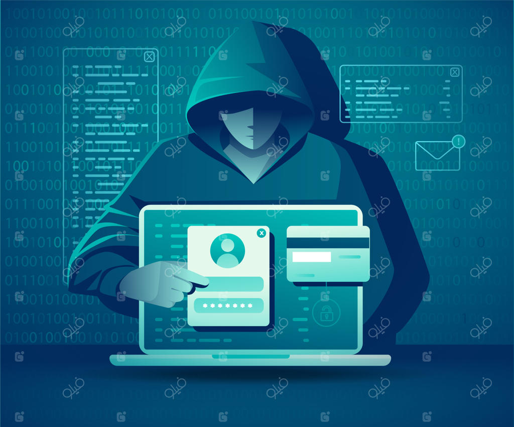 طرح مفهومی هک، فیشینگ و سرقت اطلاعات شخصی - تصویرسازی وکتور