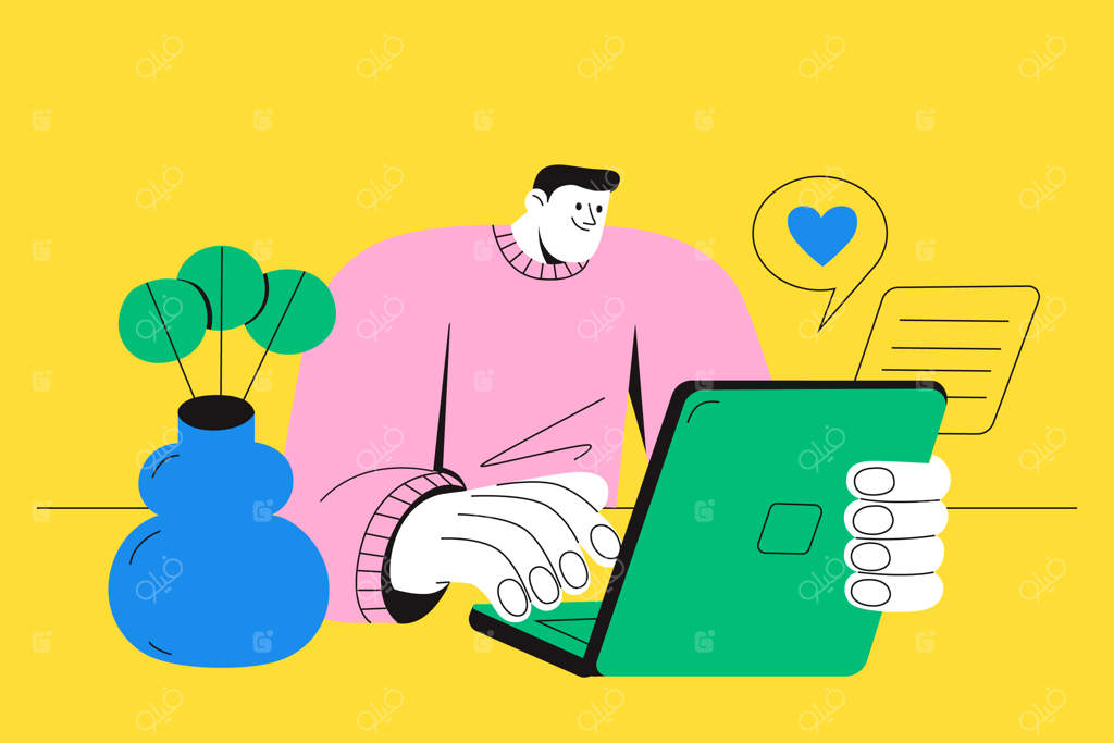 تصویرسازی تعمیر لپ‌تاپ با طراحی دستی