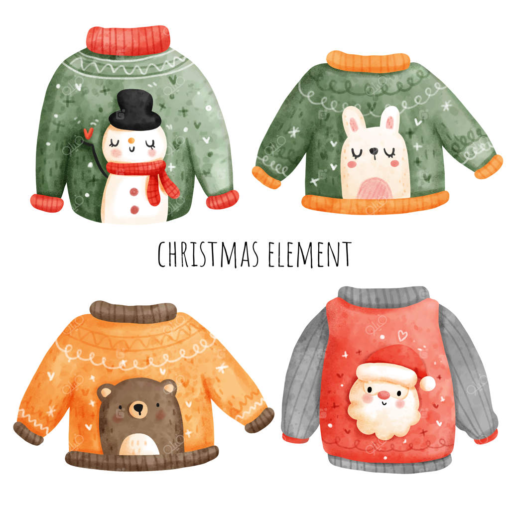 ژاکت کریسمس و زشت، تصویرسازی آبرنگی vector