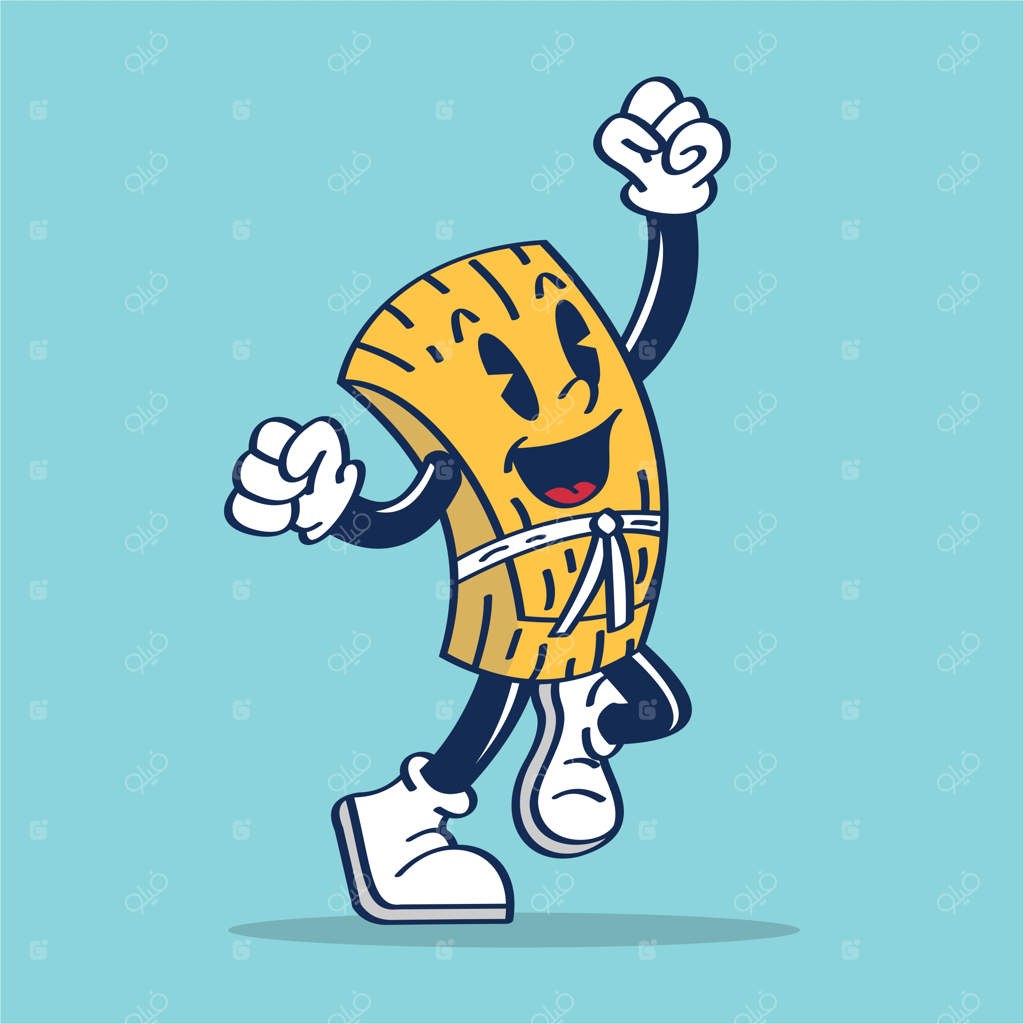 کارتون یک شخصیت تامال در حال پریدن و گفتن "هورا" - تصویرسازی دستی وکتور