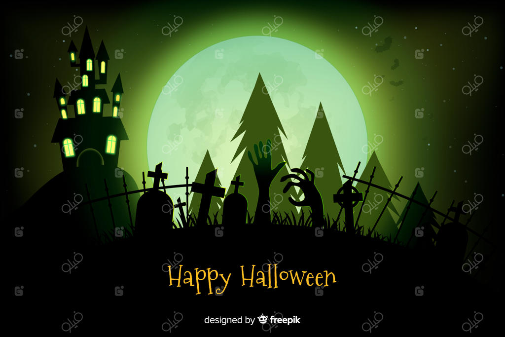 پس‌زمینه واقع‌گرایانه خانه تسخیرشده و قبرستان برای هالووین