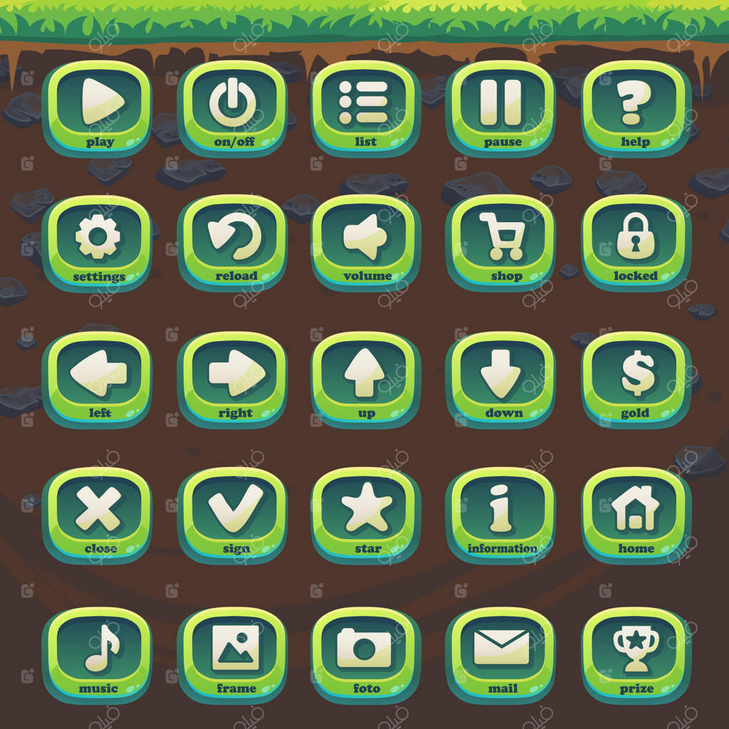 تنظیم دکمه‌های سبز بازی Feed the Fox در رابط کاربری تطبیق 3 برای بازی ویدیویی وبی