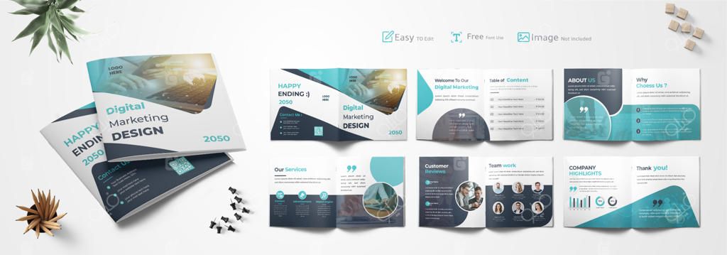 بروشور بازاریابی دیجیتال، قالب آژانس، کاتالوگ و کتابچه شرکتی یا گزارش مدرن