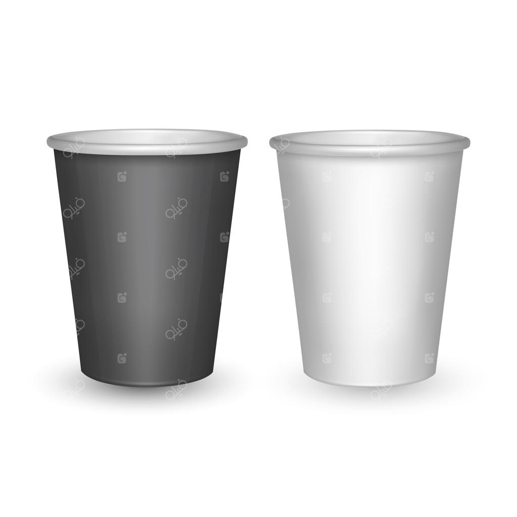 لیوان‌های کاغذی سیاه و سفید مجزا