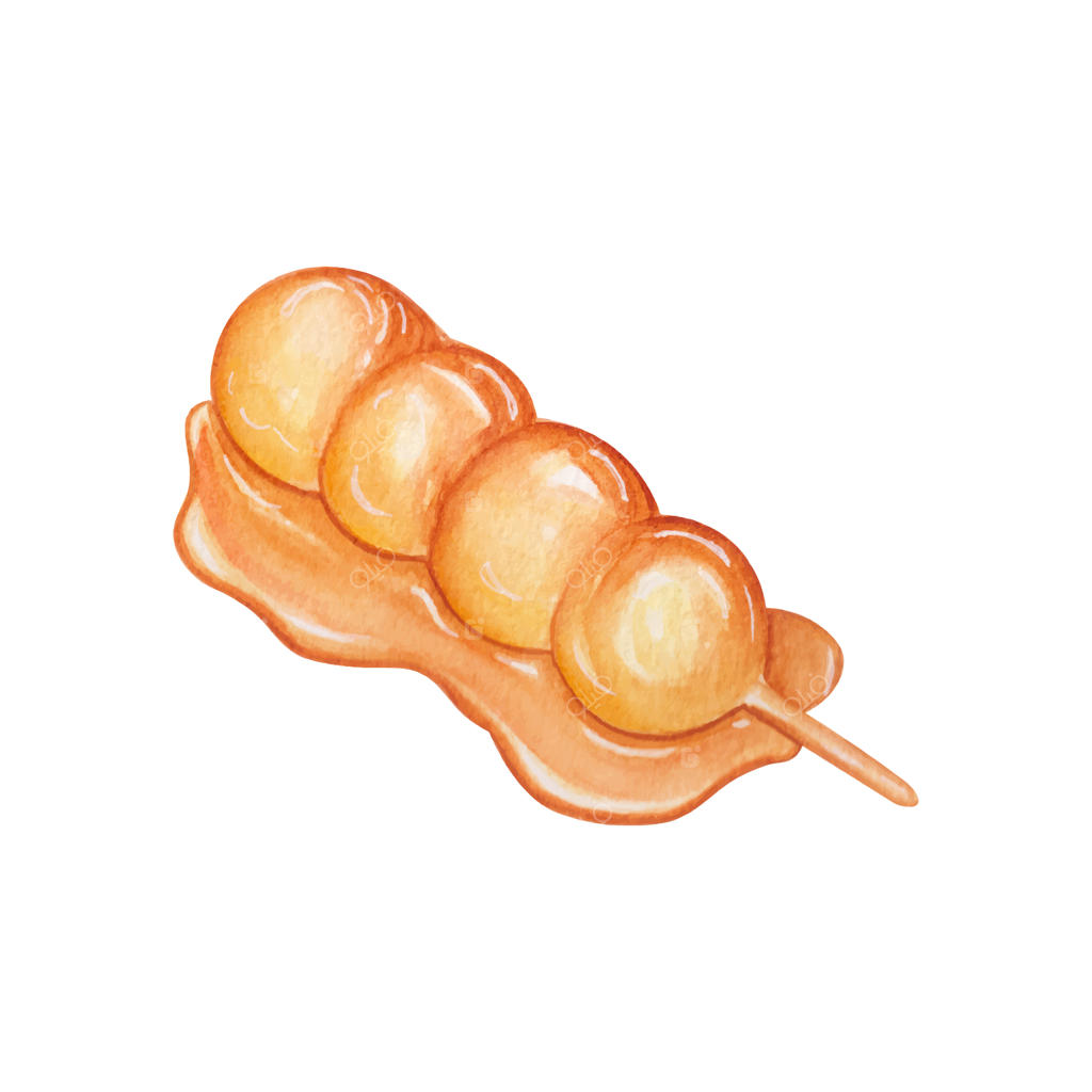 نقاشی آبرنگی دستی از دسر ژاپنی دانگو