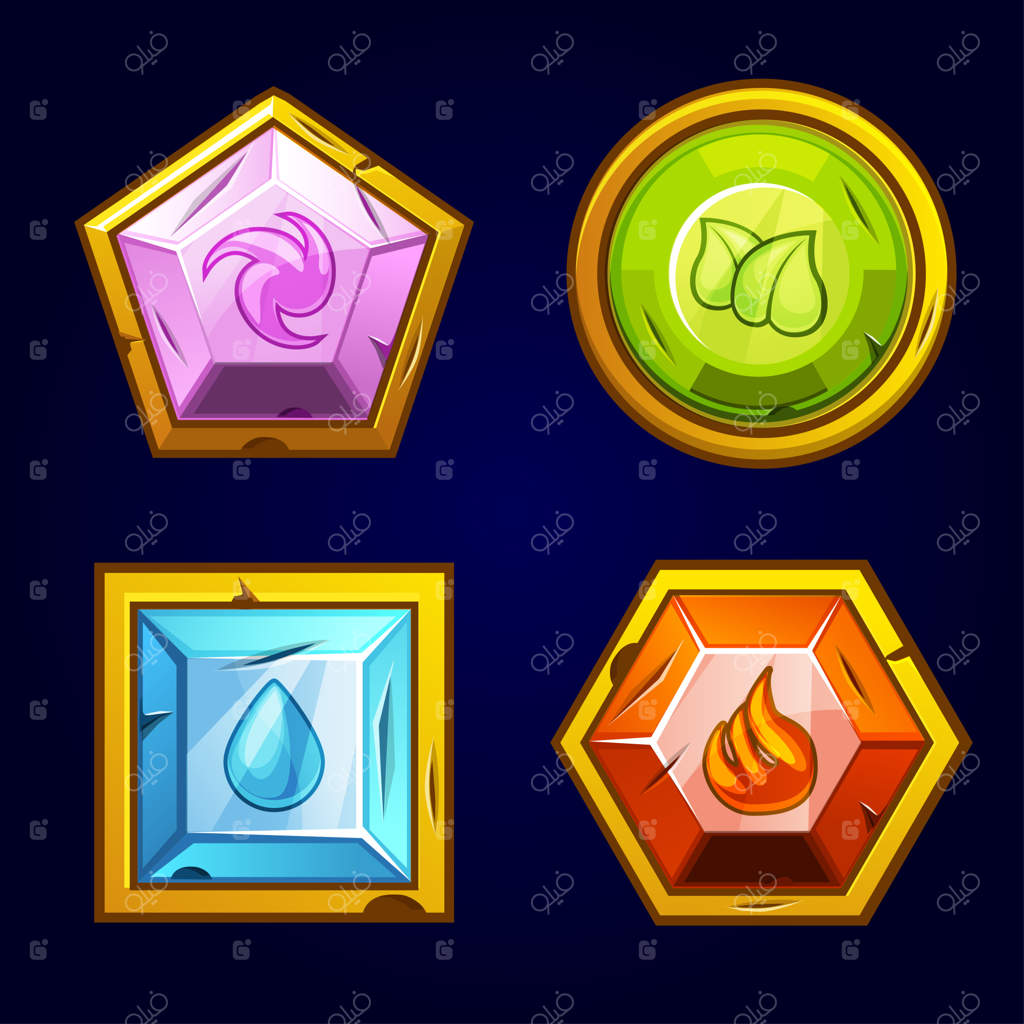 آیکون چهار عنصر، سنگ‌های قیمتی قدیمی