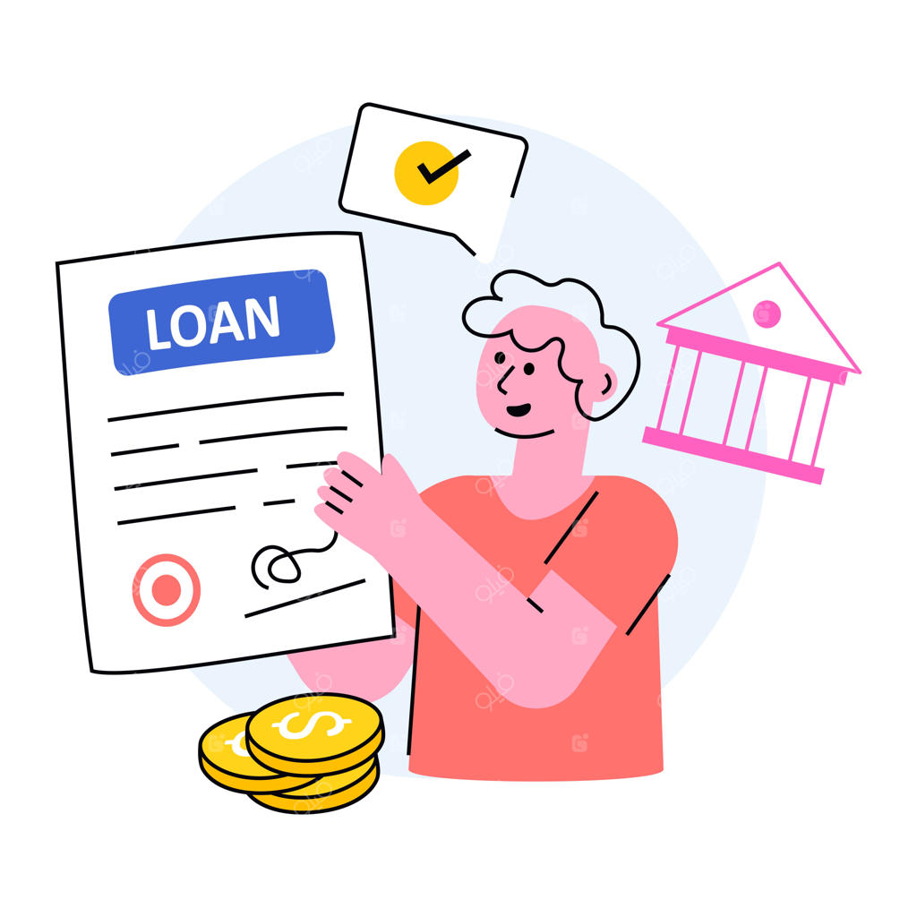 تصویرسازی وکتور مفهوم وام بانکی به سبک فلت