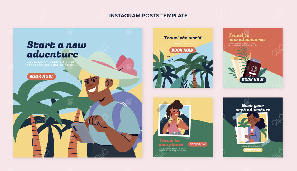 پست اینستاگرامی سفر با طراحی ساده