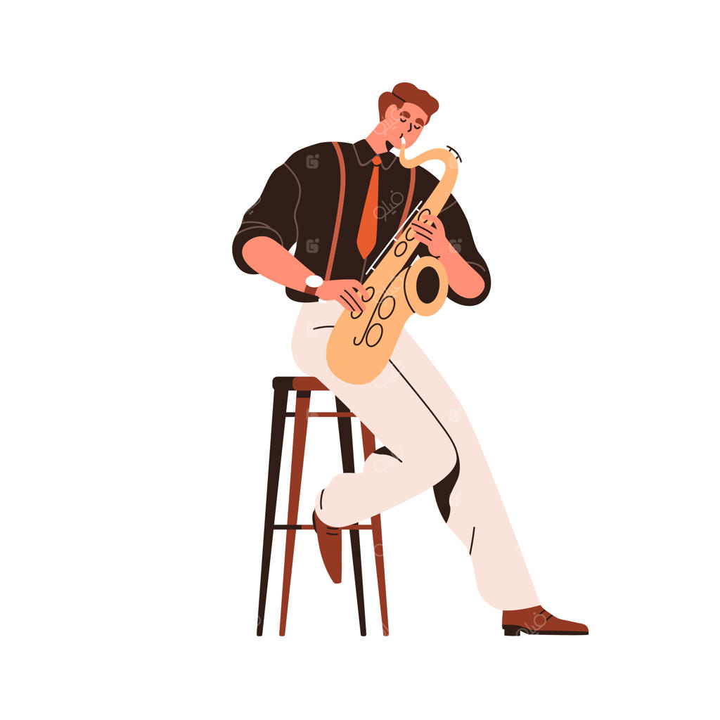 نوازنده ساکسوفون: اجرای انفرادی جاز و بلوز - تصویرسازی برداری