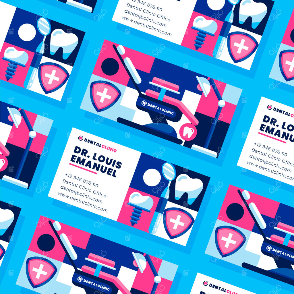 قالب کارت ویزیت افقی و ساده برای کلینیک دندانپزشکی