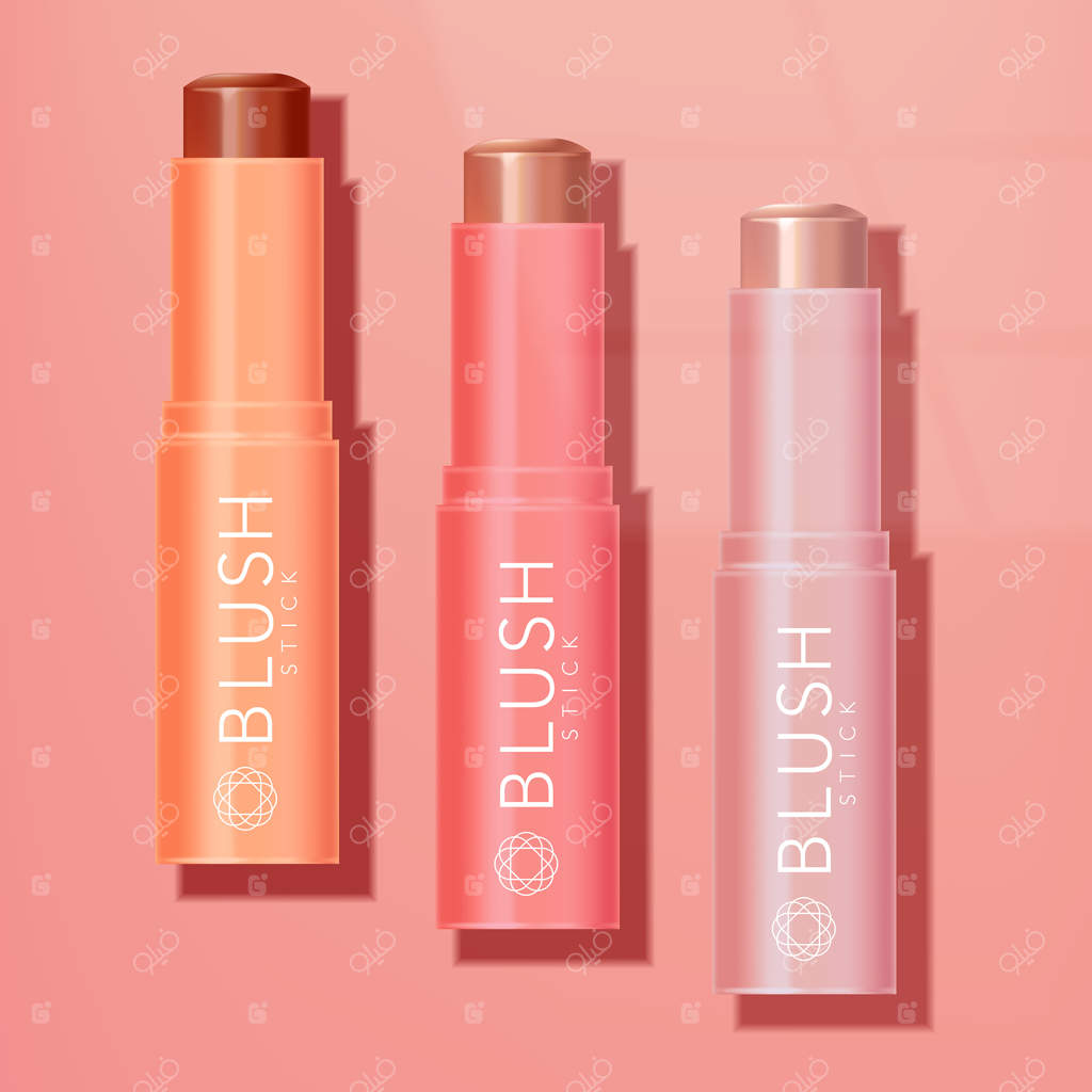 رژ لب / رژگونه / بالم لب / کرم پودر / استیک کانتور با پس‌زمینه نور خورشید مرجانی