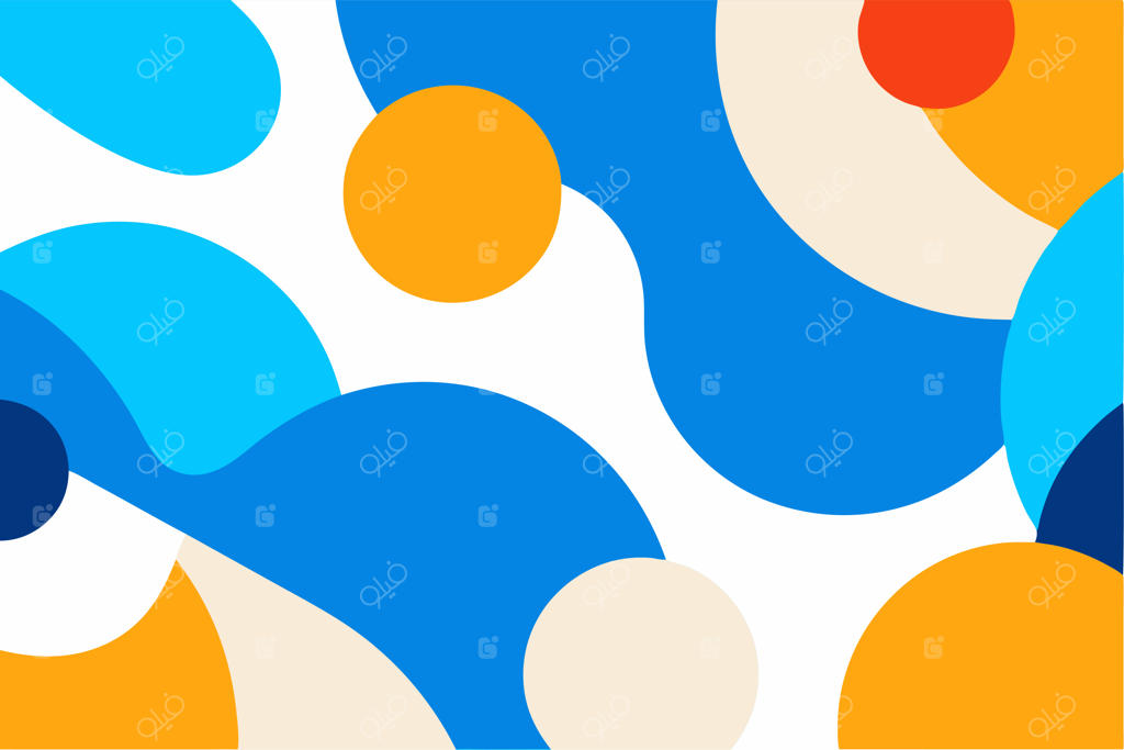 الگوی مینیمالیستی بامزه با رنگ‌های جسورانه و اشکال انتزاعی