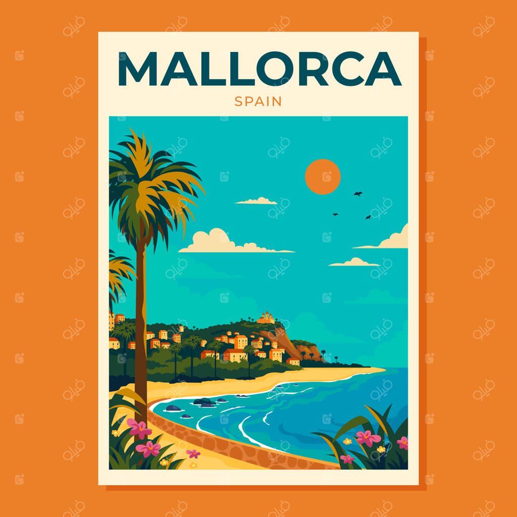 مایورکا، اسپانیا: پوستر سفر نوستالژیک ساحلی