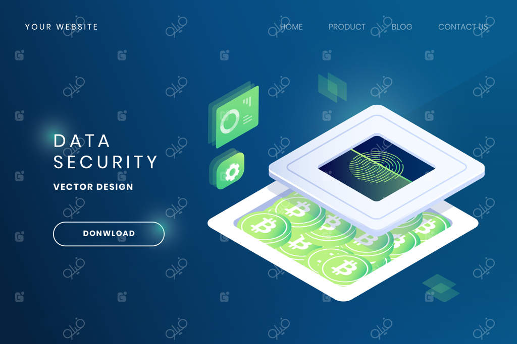 قالب وب‌سایت امنیت داده با اسکنر اثر انگشت بیومتریک