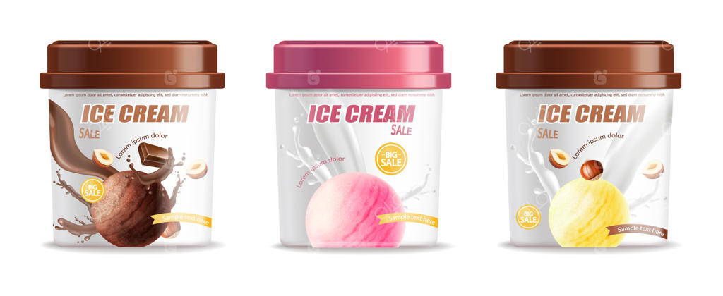 مجموعه بسته‌بندی سطلی بستنی پلاستیکی