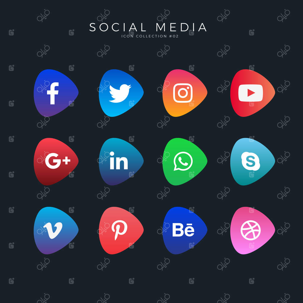 آیکون‌های رنگین شبکه‌های اجتماعی