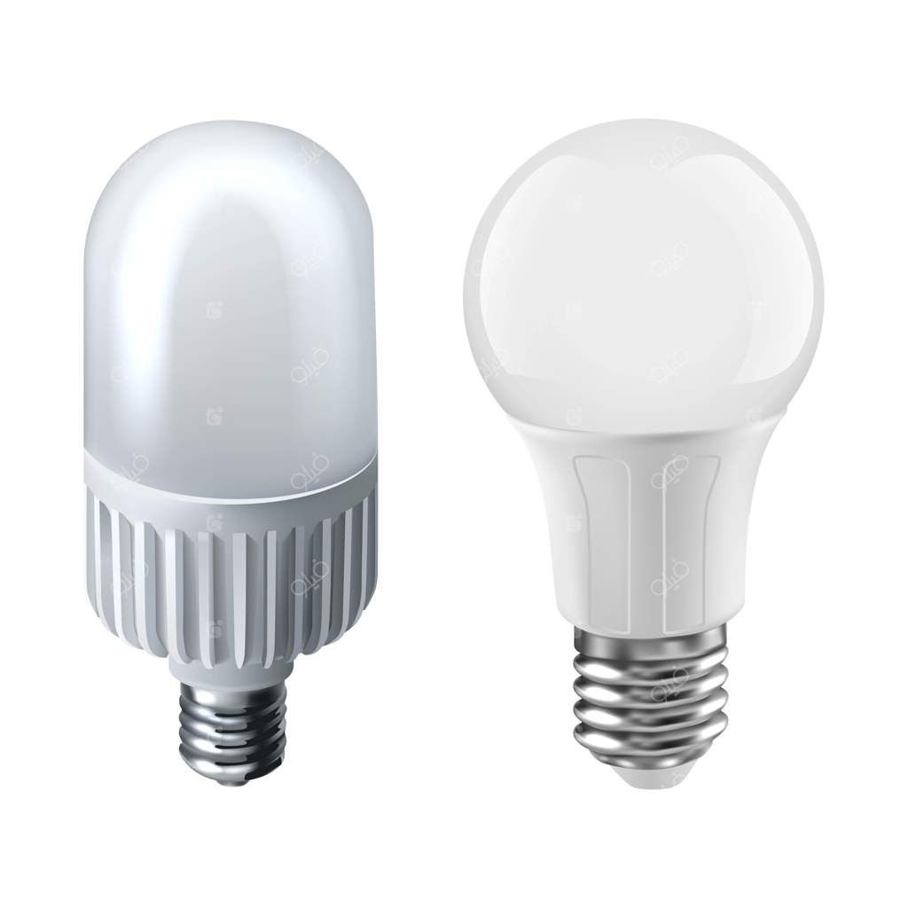 تصویرسازی دو نوع لامپ، روی زمینه سفید