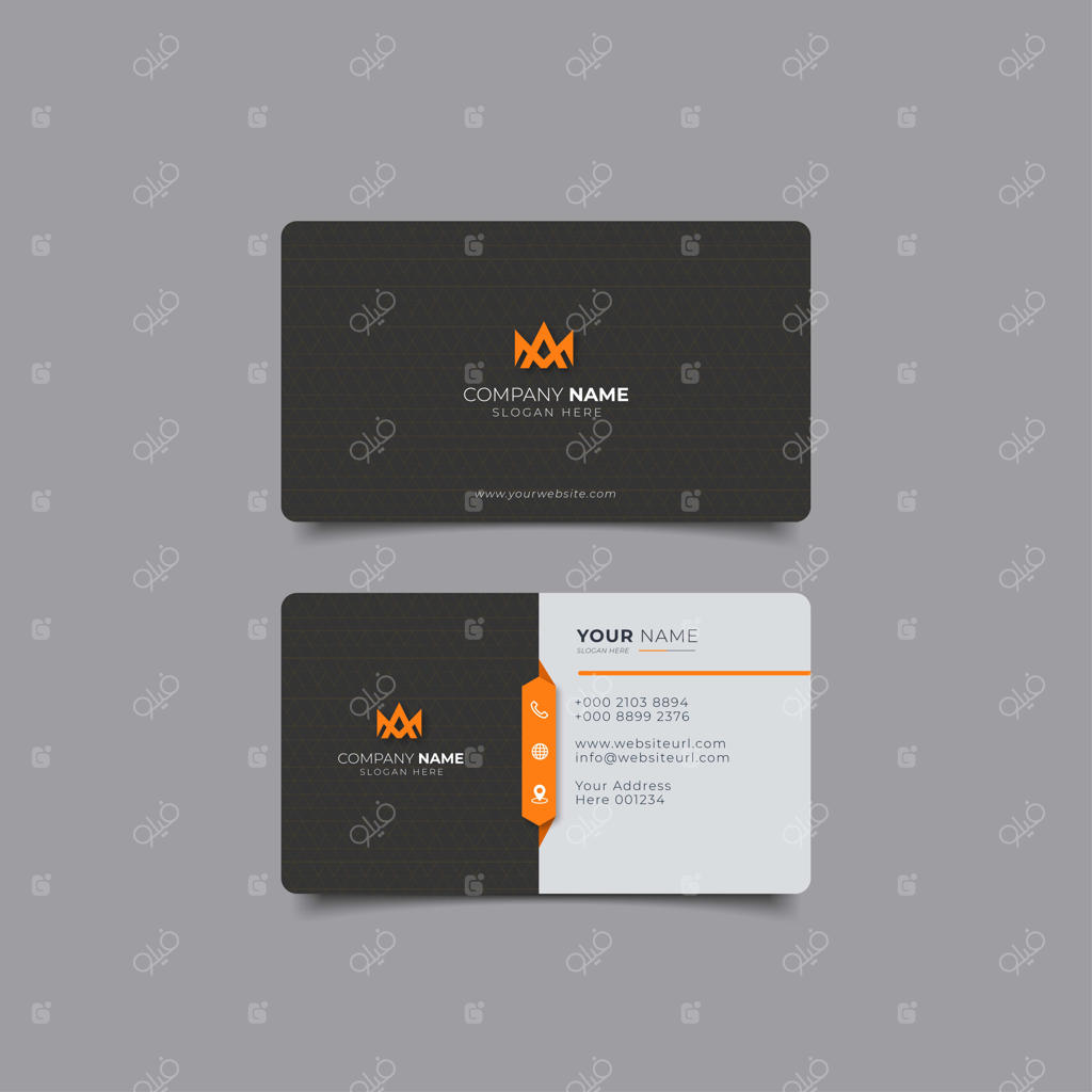 کارت ویزیت شرکتی مدرن و حرفه‌ای با تم مشکی و زرد