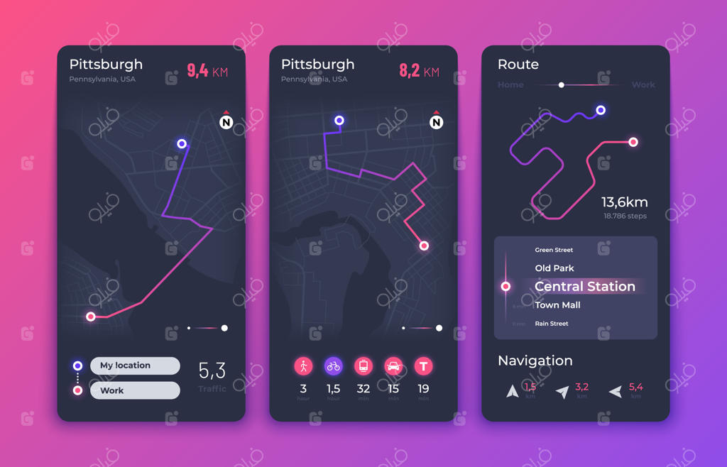 رابط کاربری گوشی هوشمند برای ردیابی GPS تاکسی