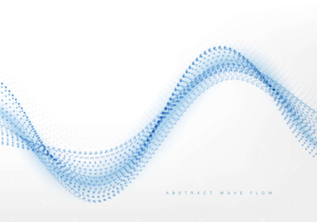 موج فناوری دیجیتال. پس‌زمینه انتزاعی با نقاط متحرک در فضا. موج پویای مدرن و آینده‌نگرانه. تصویرسازی وکتور.