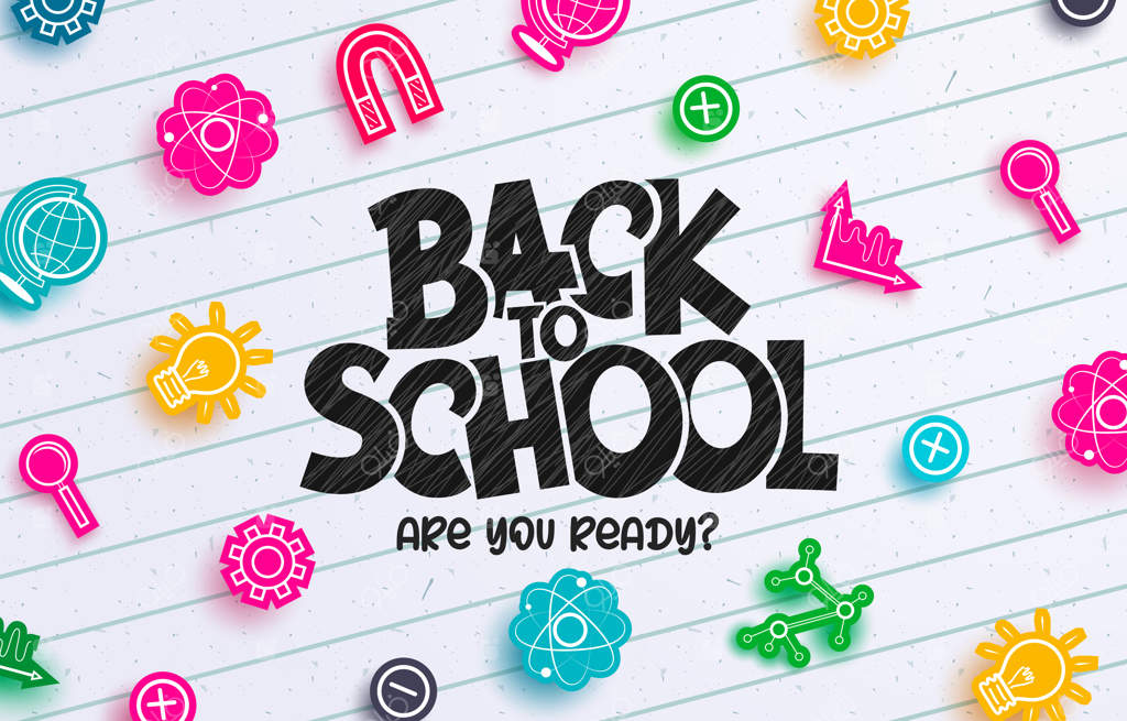 طرح مفهومی بازگشت به مدرسه با نوشته و نمادهای کاغذی عناصر دانش