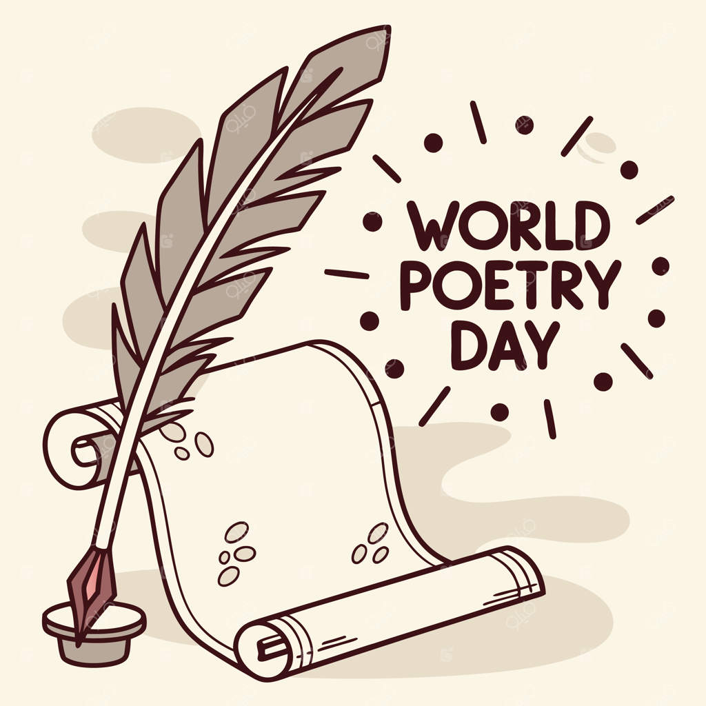 تصویرسازی به سبک کارتون‌های قدیمی برای روز جهانی شعر با قلم پر و کاغذ قدیمی