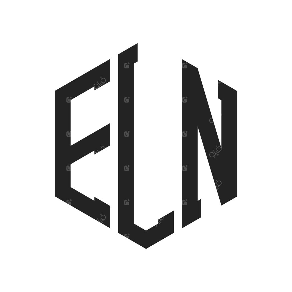 طراحی لوگوی مونوگرام ELN با طرح شش‌ضلعی