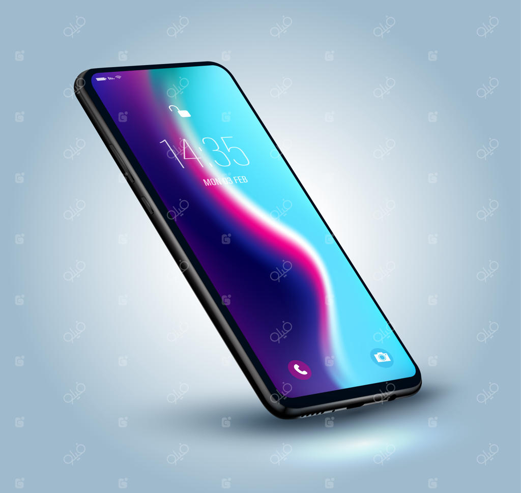 تصویرسازی وکتور گوشی هوشمند برای تبلیغات فناوری و نمایش آسان صفحه.