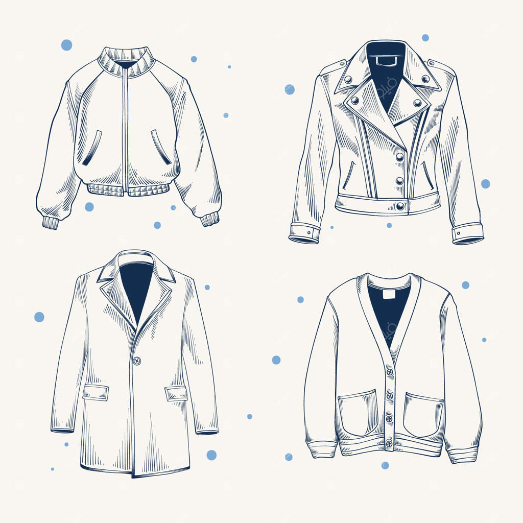 مجموعه‌ای از طراحی‌های دستی لباس مردانه