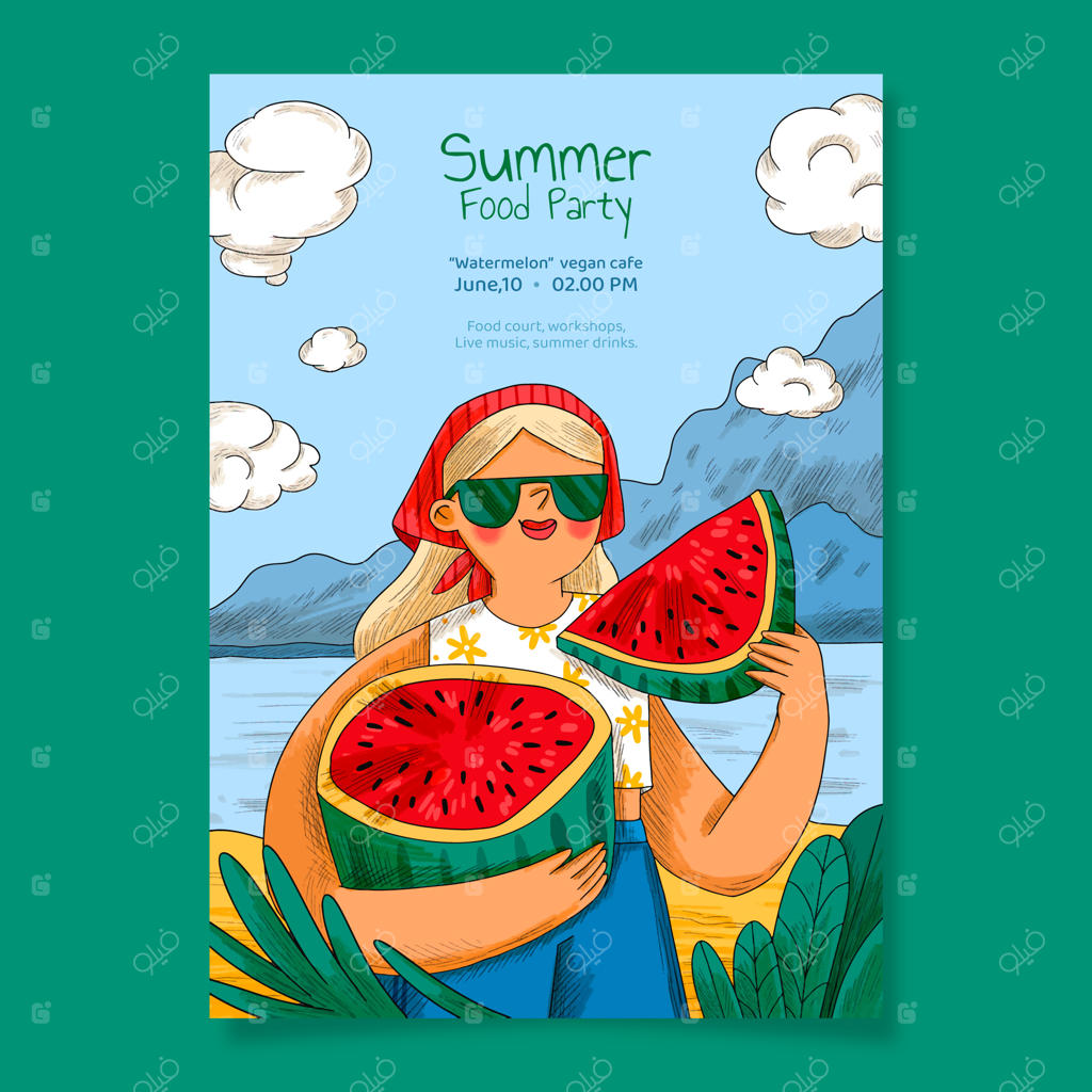 قالب پوستر عمودی دستی برای تابستان