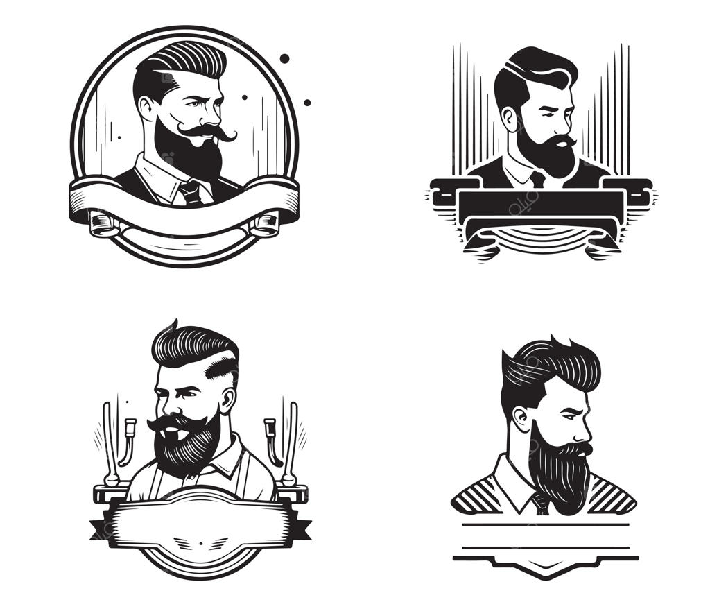 مجموعه نمادهای آرایشگاه به صورت سیلوئت دست‌کشی. صنعت زیبایی، تصویرسازی برداری