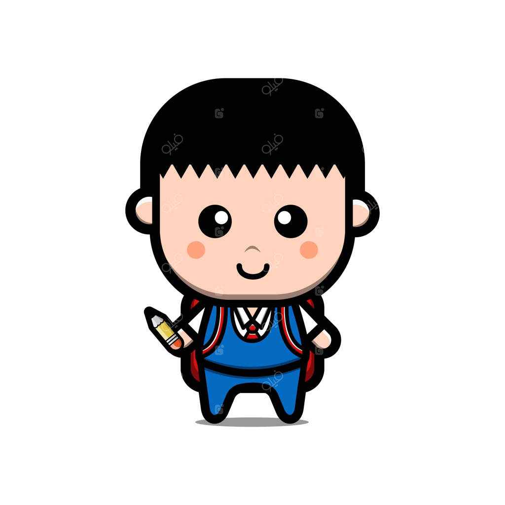 شخصیت کارتونی بامزه دانش‌آموز برای بازگشت به مدرسه