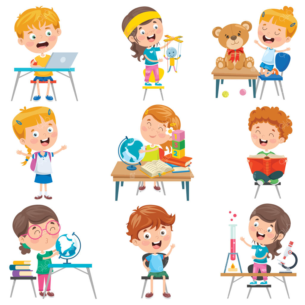 کودکان خردسال در حال انجام فعالیت‌های مختلف مدرسه