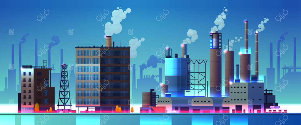 نیروگاه تولید انرژی با دودکش‌ها، کارخانه تولید برق و صنایع سنگین