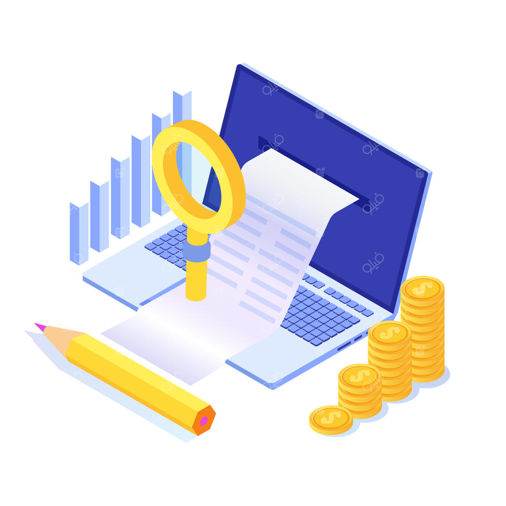 صورتحساب دیجیتال و رسید الکترونیکی: تصویری ایزومتریک از خرید آنلاین.