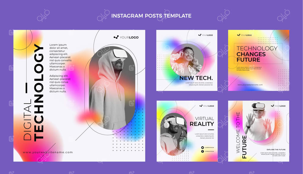 پست اینستاگرام تکنولوژی با طراحی انتزاعی و گرادیان روان
