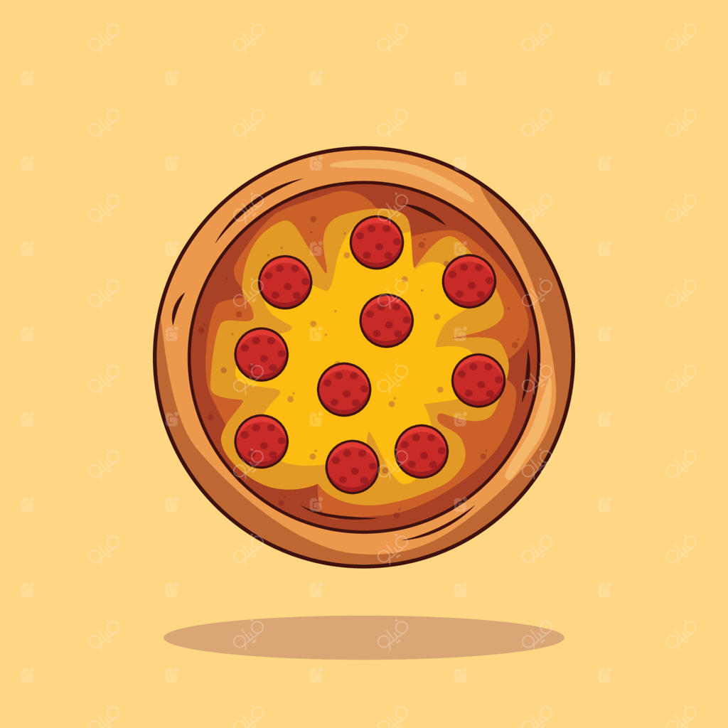 پیتزای تازه با پنیر، سوسیس، پیاز و ریحان - فست فود سنتی ایتالیایی از نمای بالا