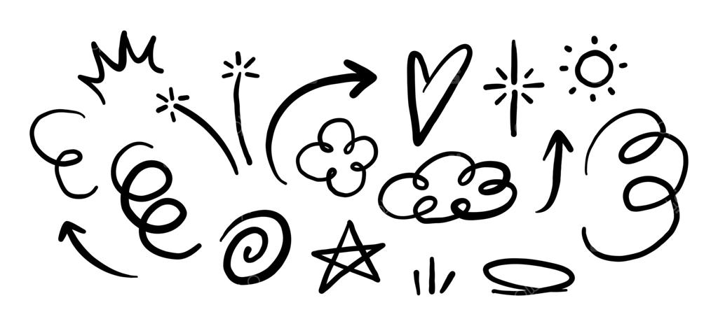 عناصر هنر خطی دست‌ساز انتزاعی: مجموعه‌ای از ۱۷ عنصر خطی دست‌ساز انتزاعی شامل پیکان‌ها، درخشش‌ها و اشکال، مناسب برای تزئین، طراحی‌های مینیمالیستی و تزئینات گرافیکی.