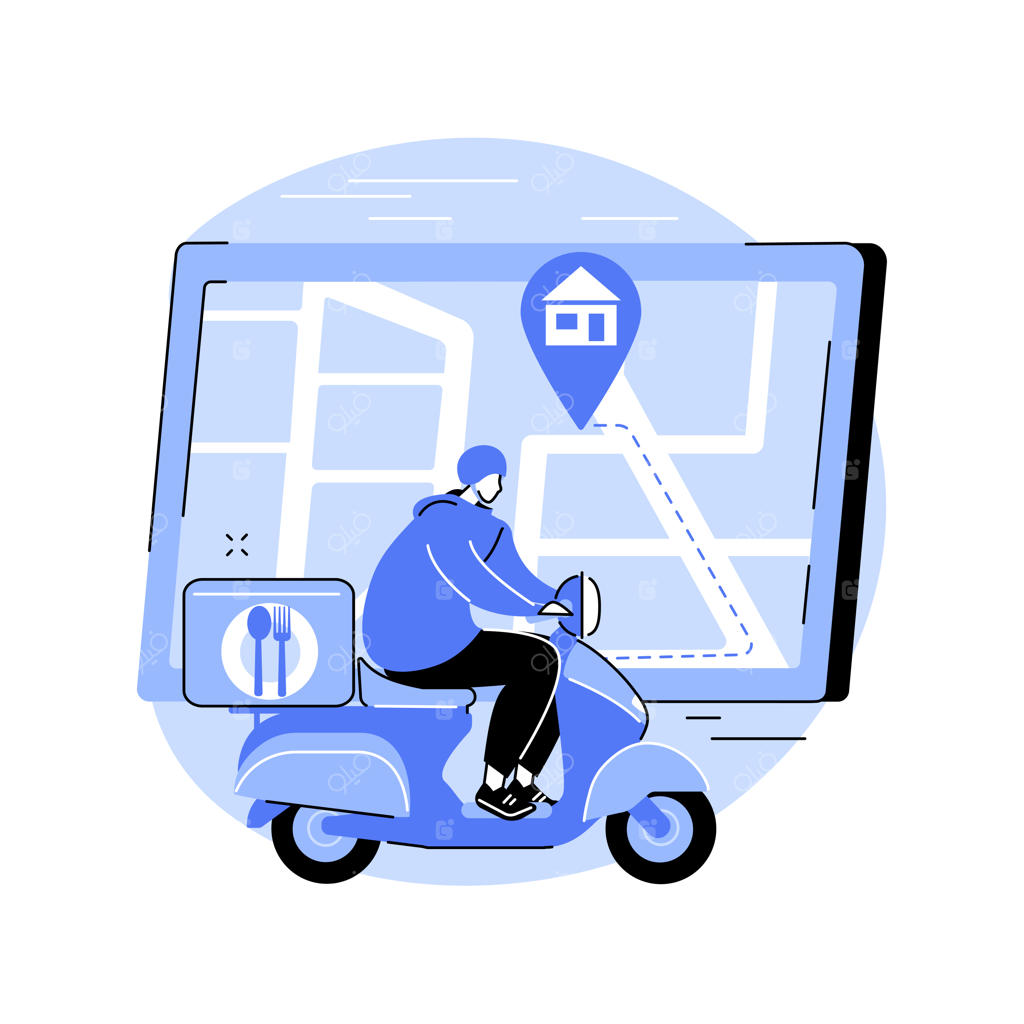 تصویر مفهومی انتزاعی از تحویل غذا