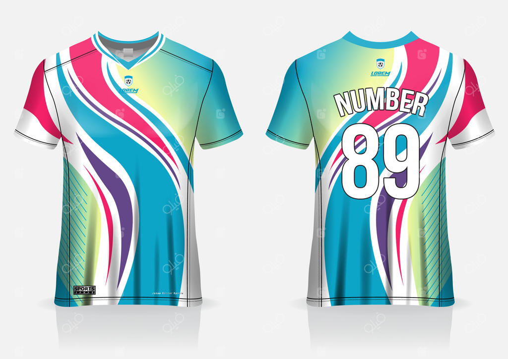 لباس ورزشی فوتبال: نمای جلو و پشت پیراهن و شورت تیمی